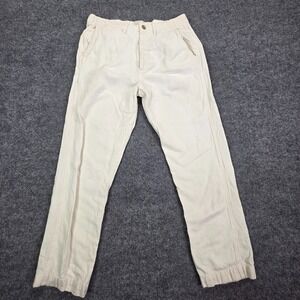 Wythe Pants Mens 32X29 Natural Cream‎  Cotton Linen Button Fly Casual